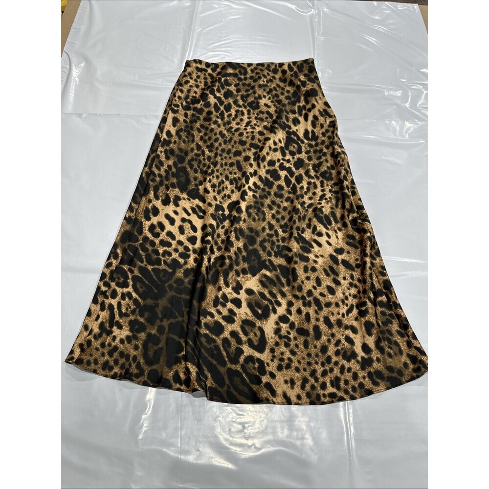 Forever 21 Contemporary Skirt Women's Medium Brown Leopard Print A-Line CEB103
